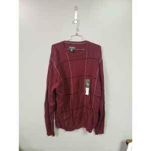 David Taylor Mens  X Large Sweater 100% Cotton Gray  Black Maroon Stripe New